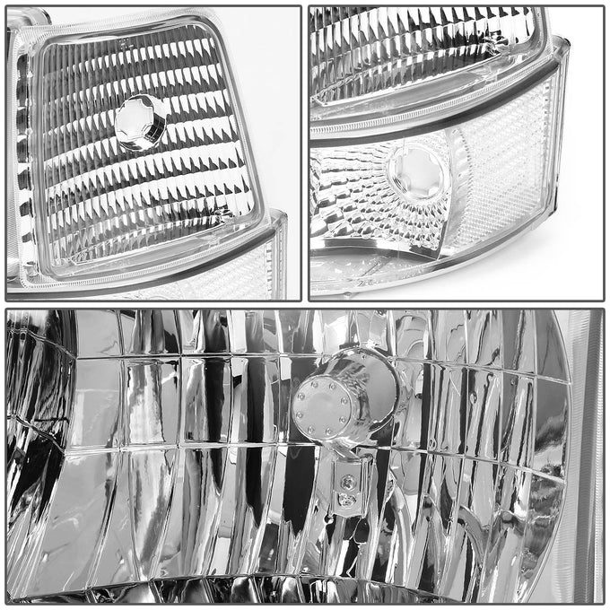 D-Motoring - Headlights - LED DRL - Chrome Housing - Plug-n-Play - Pair - Ford F-150 / 250 / 350 / Bronco - 2