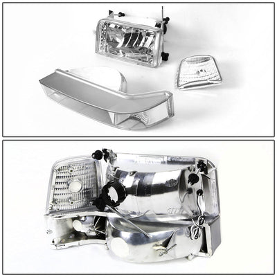 D-Motoring - Headlights - LED DRL - Chrome Housing - Plug-n-Play - Pair - Ford F-150 / 250 / 350 / Bronco - 4