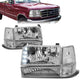 92-96 Ford F-150 250 350 Bronco Headlights - LED DRL - Chrome Housing - Plug-n-Play - Pair