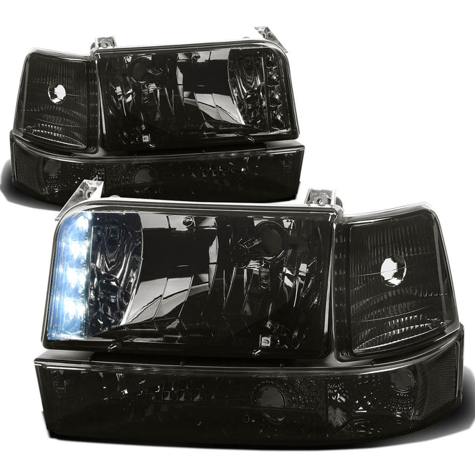 D-Motoring - Headlights - LED DRL - Smoked Lens - Clear Corner - Plug-n-Play - Pair - Ford F-150 / 250 / 350 / Bronco - 1