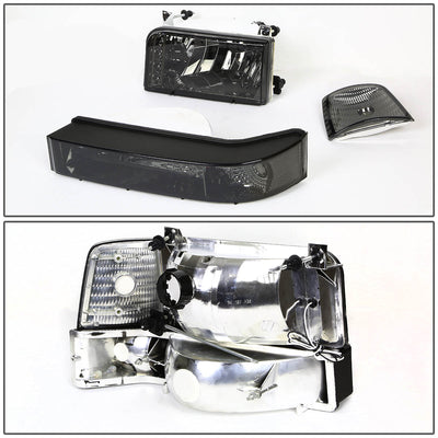 D-Motoring - Headlights - LED DRL - Smoked Lens - Clear Corner - Plug-n-Play - Pair - Ford F-150 / 250 / 350 / Bronco - 4