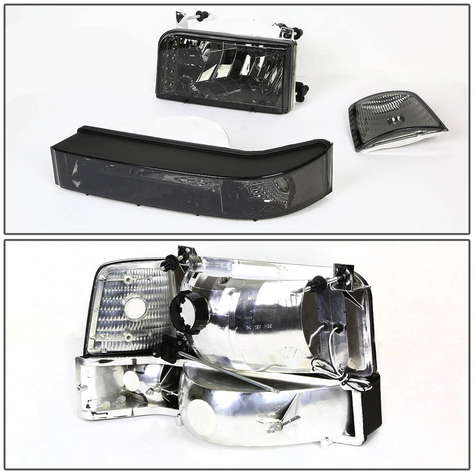 D-Motoring - Headlights - LED DRL - Smoked Lens - Clear Corner - Plug-n-Play - Pair - Ford F-150 / 250 / 350 / Bronco - 4
