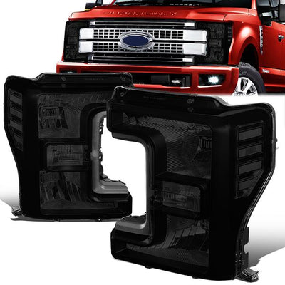 17-19 Ford F250 Super Duty Headlights - Tinted Housing - OE Style - Smoked Lens - Pair - HL-OH-F25018-BK-SM-CL1 - 1