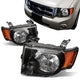 08-12 Ford Escape Headlights - Black Housing - Amber Corner - Plug-n-Play - Pair