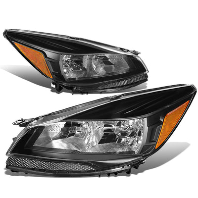 D-Motoring - Headlights - Black Housing - Amber Corner - Plug-n-Play - Pair - 13-16 Ford Escape - 1