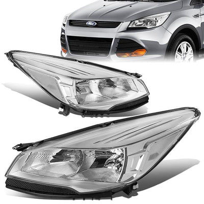 13-16 Ford Escape Headlights - Chrome Housing - Plug-n-Play - Pair