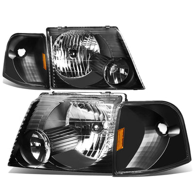 D-Motoring - Headlights - Black Housing - Amber Corner - Plug-n-Play - Pair - 02-05 Ford Explorer - 1