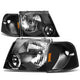 D-Motoring - Headlights - Black Housing - Amber Corner - Plug-n-Play - Pair - 02-05 Ford Explorer - 1