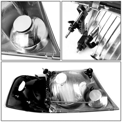D-Motoring - Headlights - Black Housing - Amber Corner - Plug-n-Play - Pair - 02-05 Ford Explorer - 4