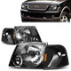 02-05 Ford Explorer Headlights - Black Housing - Amber Corner - Plug-n-Play - Pair