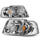 D-Motoring - Headlights - Chrome Housing - Amber Corner - Plug-n-Play - Pair - 02-05 Ford Explorer - 1