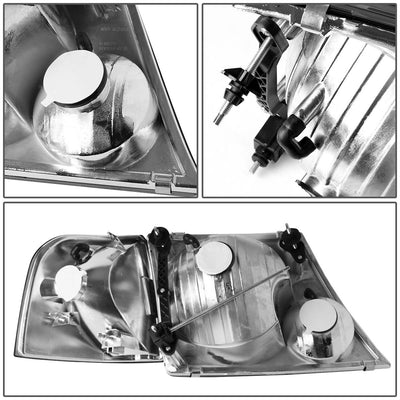 D-Motoring - Headlights - Chrome Housing - Amber Corner - Plug-n-Play - Pair - 02-05 Ford Explorer - 4