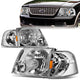 02-05 Ford Explorer Headlights - Chrome Housing - Amber Corner - Plug-n-Play - Pair