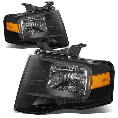D-Motoring - Headlights - Black Housing - Amber Corner - Plug-n-Play - Pair - 07-14 Ford Expedition - 1