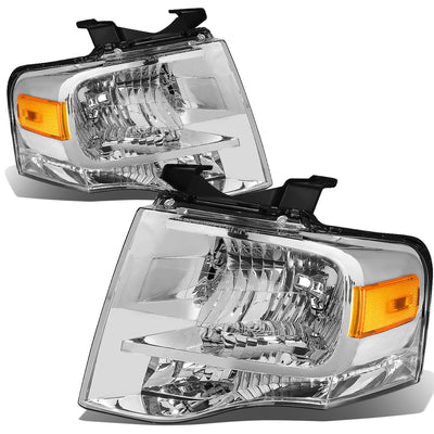 D-Motoring - Headlights - Chrome Housing - Amber Corner - Plug-n-Play - Pair - 07-14 Ford Expedition - 1
