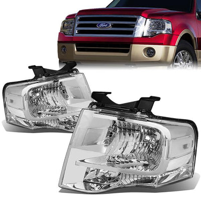 07-14 Ford Expedition Headlights - Chrome Housing - Plug-n-Play - Pair