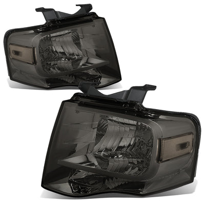 D-Motoring - Headlights - Smoked Lens - Clear Corner - Plug-n-Play - Pair - 07-14 Ford Expedition - 1