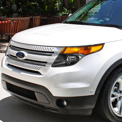 D-Motoring - Headlights - Black Housing - Amber Corner - Projector - Plug-n-Play - Pair - 11-15 Ford explorer - 6