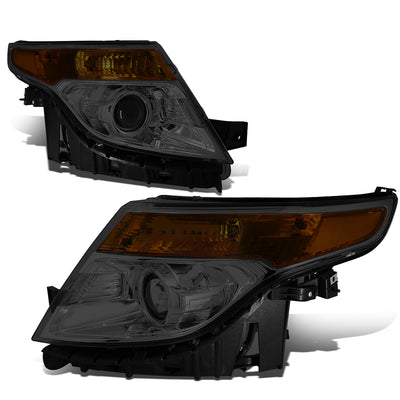 D-Motoring - Headlights - Smoked Lens - Amber Corner - Projector - Plug-n-Play - Pair - 11-15 Ford explorer - 1