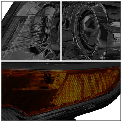 D-Motoring - Headlights - Smoked Lens - Amber Corner - Projector - Plug-n-Play - Pair - 11-15 Ford explorer - 4