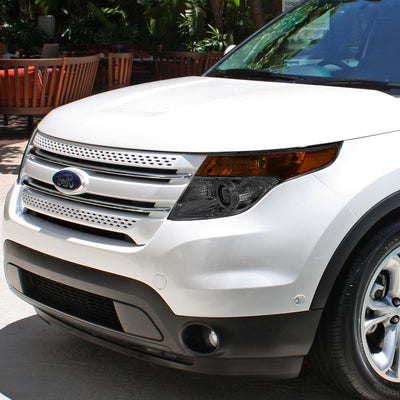 D-Motoring - Headlights - Smoked Lens - Amber Corner - Projector - Plug-n-Play - Pair - 11-15 Ford explorer - 6