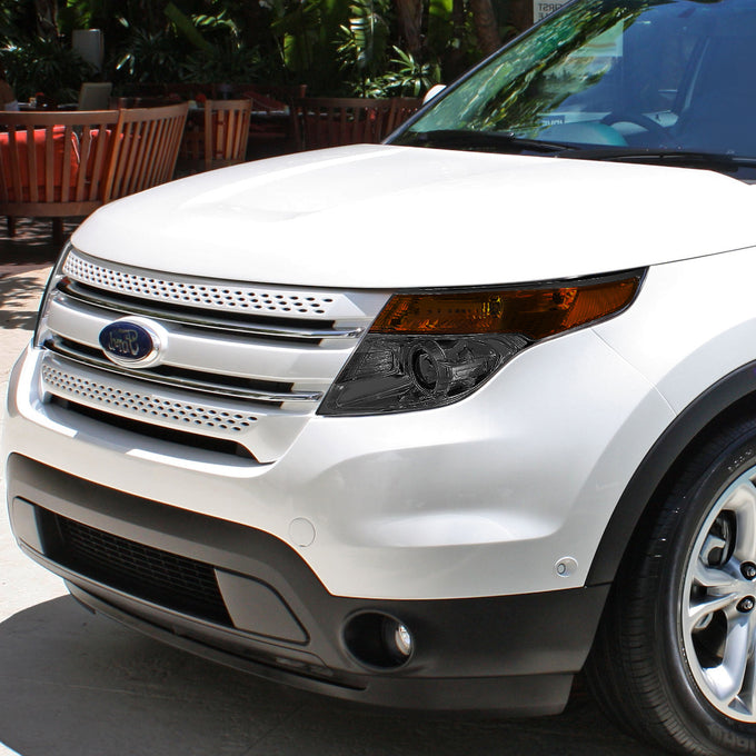D-Motoring - Headlights - Smoked Lens - Amber Corner - Projector - Plug-n-Play - Pair - 11-15 Ford explorer - 6
