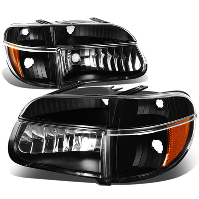 D-Motoring - Headlights - Black Housing - Amber Corner - Plug-n-Play - Pair - Ford Explorer / Mercury Mountaineer - 1