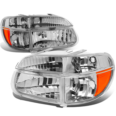 D-Motoring - Headlights - Chrome Housing - Amber Corner - Plug-n-Play - Pair - Ford Explorer / Mercury Mountaineer - 1