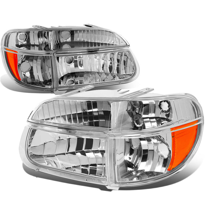 D-Motoring - Headlights - Chrome Housing - Amber Corner - Plug-n-Play - Pair - Ford Explorer / Mercury Mountaineer - 1