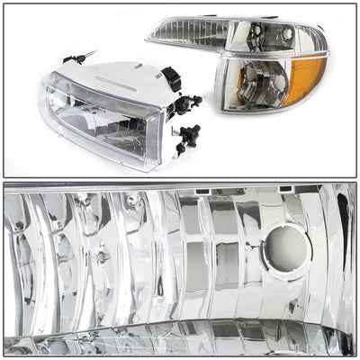 D-Motoring - Headlights - Chrome Housing - Amber Corner - Plug-n-Play - Pair - Ford Explorer / Mercury Mountaineer - 3
