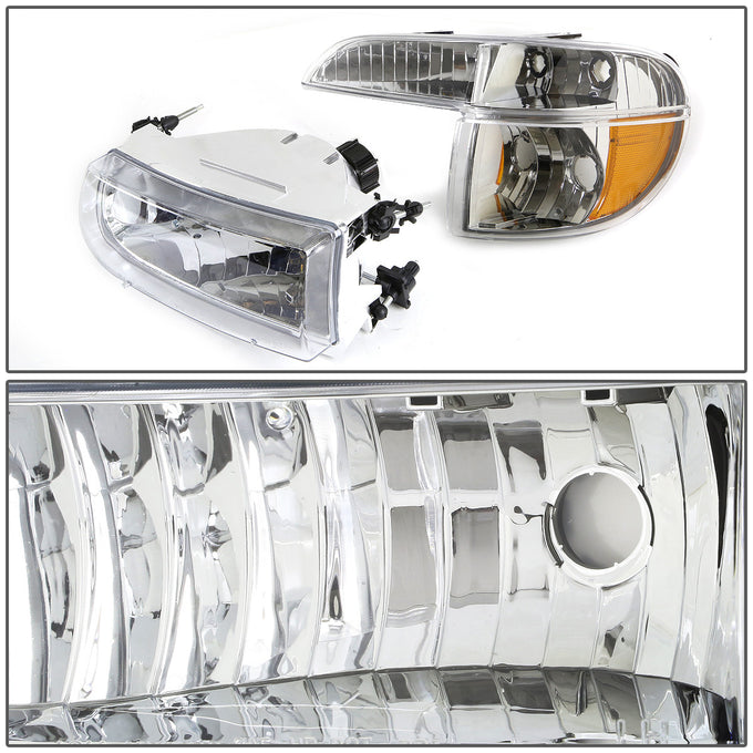 D-Motoring - Headlights - Chrome Housing - Amber Corner - Plug-n-Play - Pair - Ford Explorer / Mercury Mountaineer - 3
