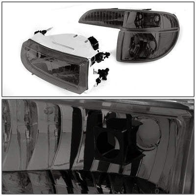 D-Motoring - Headlights - Smoked Lens - Clear Corner - Plug-n-Play - Pair - Ford Explorer / Mercury Mountaineer - 3