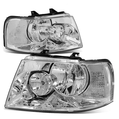D-Motoring - Headlights - Chrome Housing - Plug-n-Play - Pair - 03-06 Ford Expedition - 1