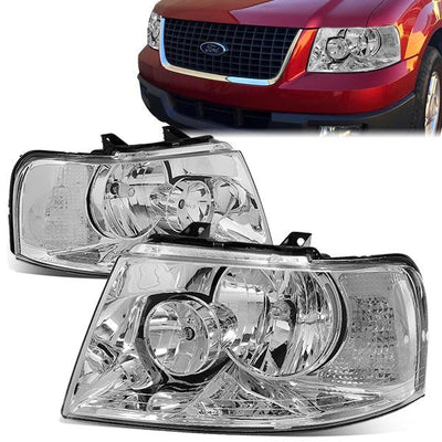 03-06 Ford Expedition Headlights - Chrome Housing - Plug-n-Play - Pair