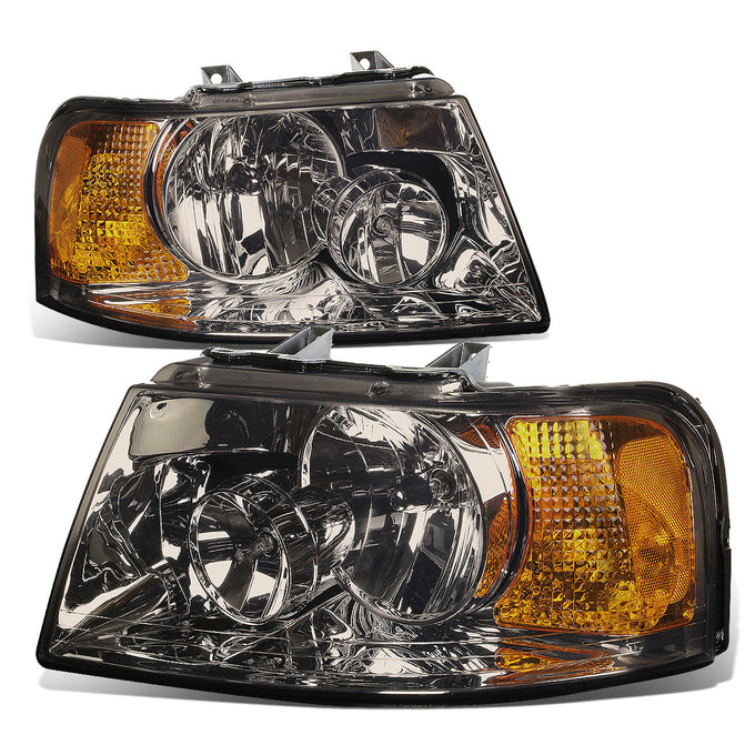 D-Motoring - Headlights - Smoked Lens - Amber Corner - Plug-n-Play - Pair - 03-06 Ford Expedition - 1