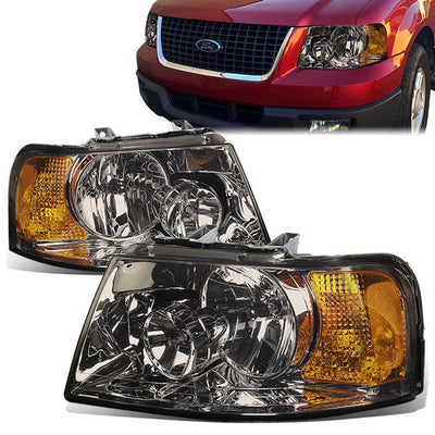 03-06 Ford Expedition Headlights - Smoked Housing - Amber Corner - Plug-n-Play - Pair