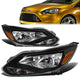 12-14 Ford Focus Headlights - Black Housing - Amber Corner - Plug-n-Play - Pair