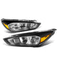 D-Motoring - Headlights - Black Housing - Amber Corner - Plug-n-Play - Pair - 15-17 Ford Focus - 1