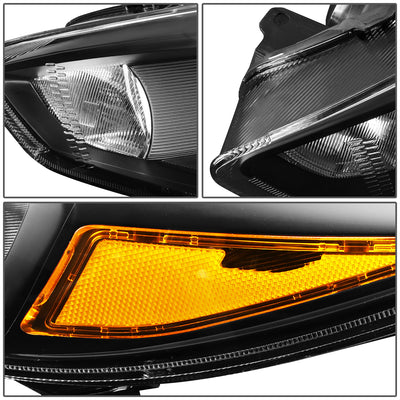 D-Motoring - Headlights - Black Housing - Amber Corner - Plug-n-Play - Pair - 15-17 Ford Focus - 3