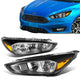 15-18 Ford Focus Headlights - Black Housing - Amber Corner - Plug-n-Play - Pair