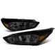 D-Motoring - Headlights - Black Housing - Smoked Lens - Amber Corner - Plug-n-Play - Pair - 15-17 Ford Focus - 1