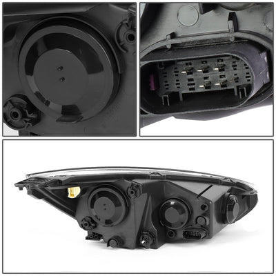 D-Motoring - Headlights - Black Housing - Smoked Lens - Amber Corner - Plug-n-Play - Pair - 15-17 Ford Focus - 4