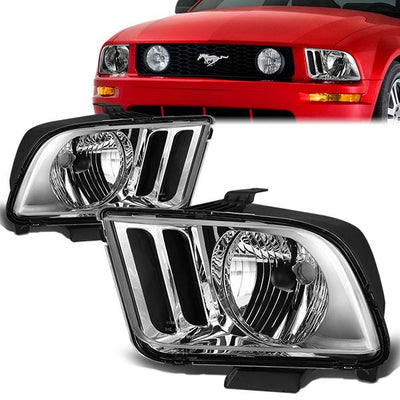 05-09 Ford Mustang Headlights - Chrome Housing - Plug-n-Play - Pair