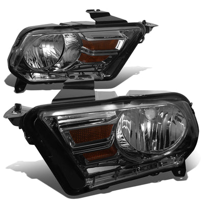 D-Motoring - Headlights - Smoked Lens - Amber Corner - Plug-n-Play - Pair - 10-14 Ford Mustang - 1