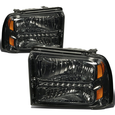 D-Motoring - Headlights - LED DRL - Smoked Lens - Amber Corner - Plug-n-Play - Pair - Ford F-250 / 350 / 450 / 550 Super Duty - 1