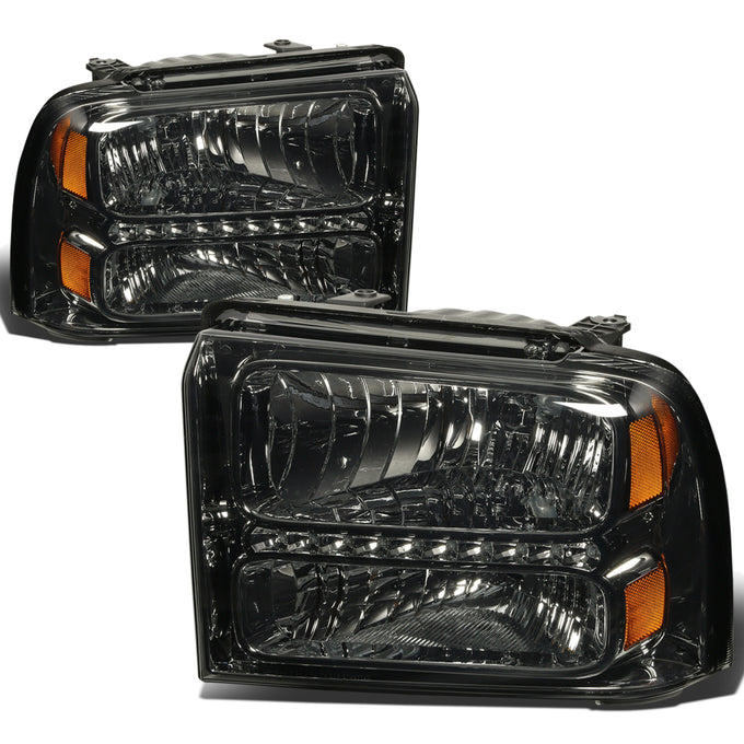D-Motoring - Headlights - LED DRL - Smoked Lens - Amber Corner - Plug-n-Play - Pair - Ford F-250 / 350 / 450 / 550 Super Duty - 1