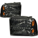 D-Motoring - Headlights - LED DRL - Smoked Lens - Amber Corner - Plug-n-Play - Pair - Ford F-250 / 350 / 450 / 550 Super Duty - 1