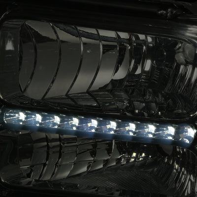 D-Motoring - Headlights - LED DRL - Smoked Lens - Amber Corner - Plug-n-Play - Pair - Ford F-250 / 350 / 450 / 550 Super Duty - 7