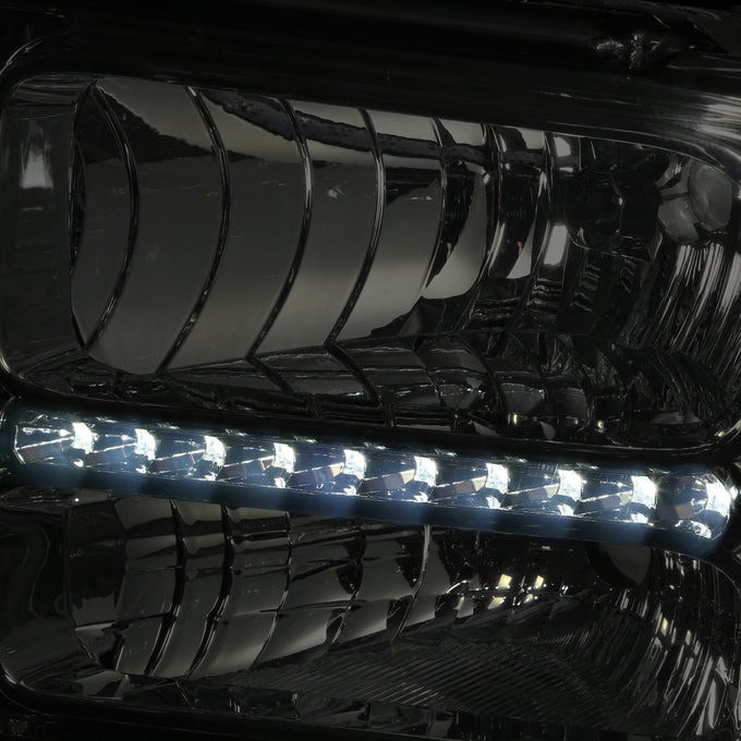D-Motoring - Headlights - LED DRL - Smoked Lens - Amber Corner - Plug-n-Play - Pair - Ford F-250 / 350 / 450 / 550 Super Duty - 7