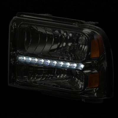 D-Motoring - Headlights - LED DRL - Smoked Lens - Amber Corner - Plug-n-Play - Pair - Ford F-250 / 350 / 450 / 550 Super Duty - 8